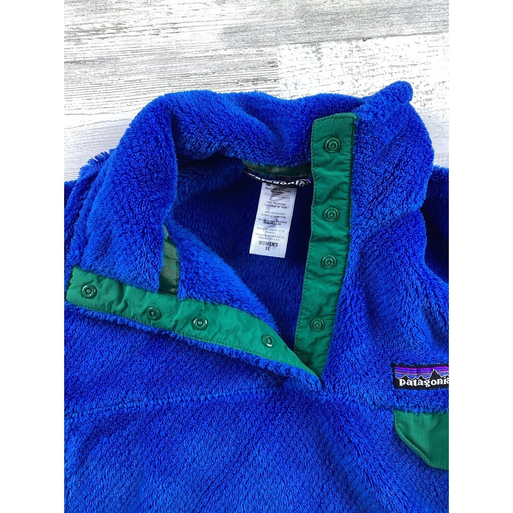 PATAGONIA Re-Tool Snap-T Pullover Blue/Green Fleece Women's  XL PolarTec 1/4 Zip - Picture 11 of 13